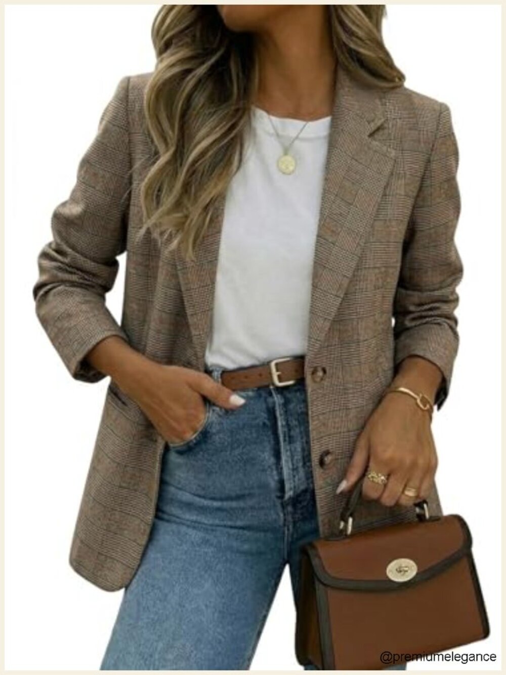 Women's Plaid Oversize Blazer Long Sleeve Business Casual Lightweight